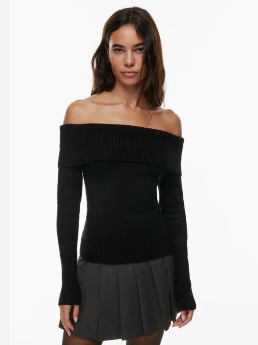 Aritzia Wilfred Black Off the Shoulder Sweater